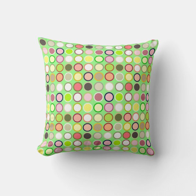 Mid-Century Modern Dots - lime with multi Cushion (Front)