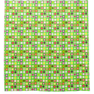 Mid-Century Modern Dots - lime with multi Shower Curtain