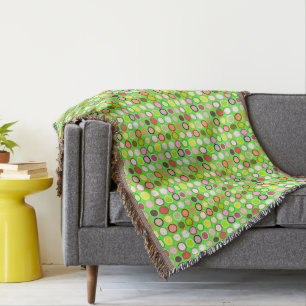 Mid-Century Modern Dots - lime with multi Throw Blanket