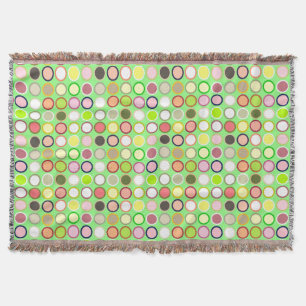 Mid-Century Modern Dots - lime with multi Throw Blanket