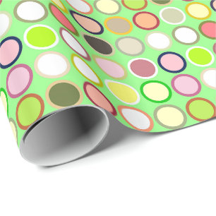 Mid-Century Modern Dots - lime with multi Wrapping Paper