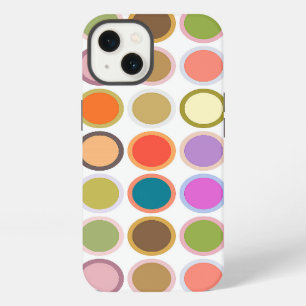 Mid-Century Modern Dots, Multi Colours on White iPhone 13 Case