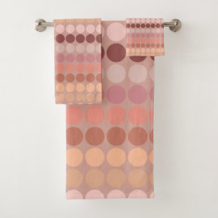 Mid Century Modern Dots - Peach Bath Towel Set