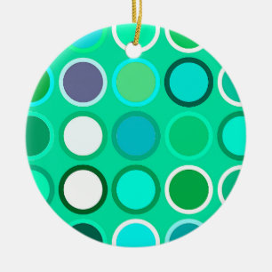 Mid-Century Modern Dots - shades of aqua Ceramic Tree Decoration