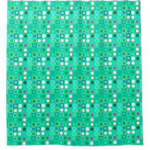 Mid-Century Modern Dots - shades of aqua Shower Curtain