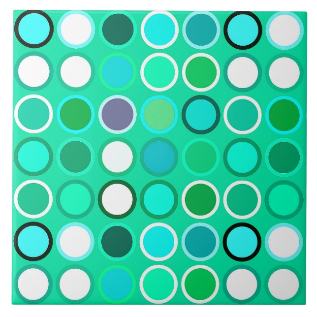 Mid-Century Modern Dots - shades of aqua Tile (Front)