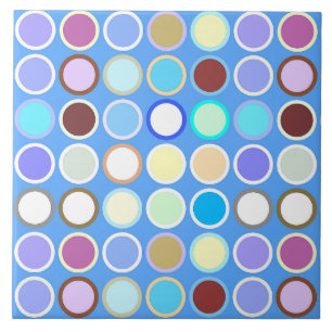 Mid-Century Modern Dots - sky blue & multi Tile