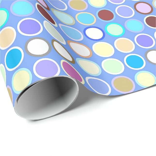 Mid-Century Modern Dots - sky blue & multi Wrapping Paper (Roll Corner)