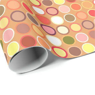 Mid-Century Modern Dots - tan & multi Wrapping Paper
