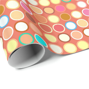 Mid-Century Modern Dots - terracotta with multi Wrapping Paper