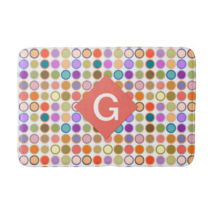 Mid-Century Modern Dots - white with multi Bath Mat