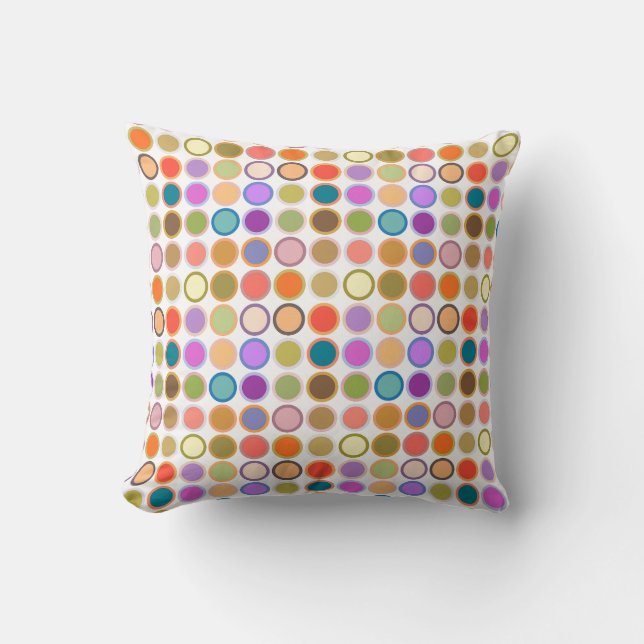Mid-Century Modern Dots - white with multi Cushion (Front)