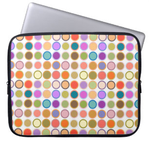 Mid-Century Modern Dots - white with multi Laptop Sleeve