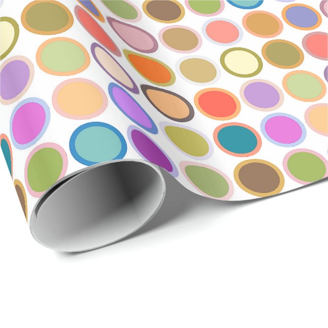 Mid-Century Modern Dots - white with multi Wrapping Paper (Roll Corner)