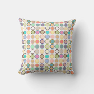 Mid-Century Modern Dots - white with pastels Cushion