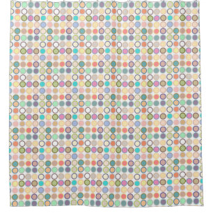 Mid-Century Modern Dots - white with pastels Shower Curtain
