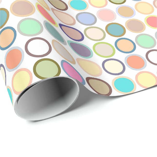Mid-Century Modern Dots - white with pastels Wrapping Paper (Roll Corner)