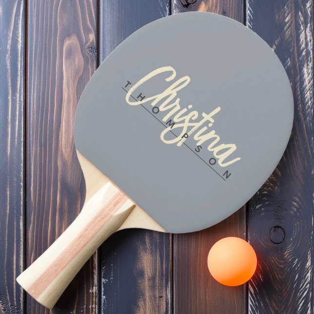 Mid-Century Modern Dove Grey Painted Name Ping Pong Paddle (Creator Uploaded)
