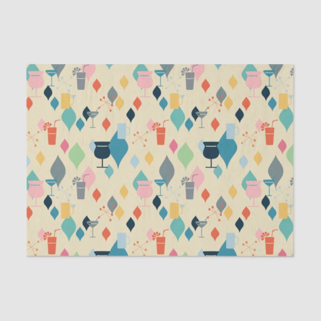 Mid Century Modern Drinks Tissue Paper (Front)