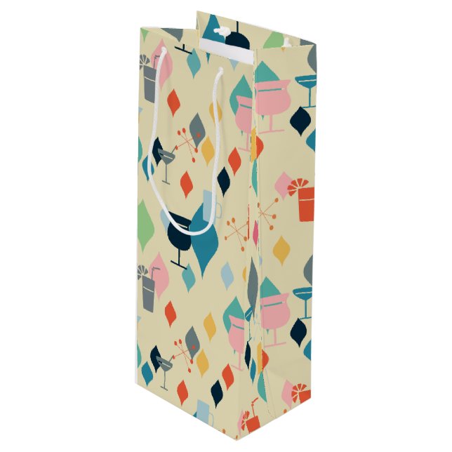 Mid Century Modern Drinks Wine Gift Bag (Front Angled)