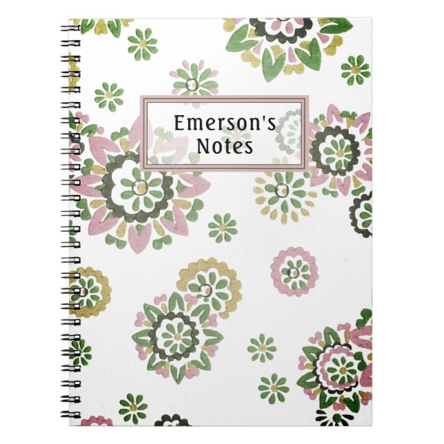 Mid Century Modern Dusty Rose Retro Green Mauve No Notebook (Front)