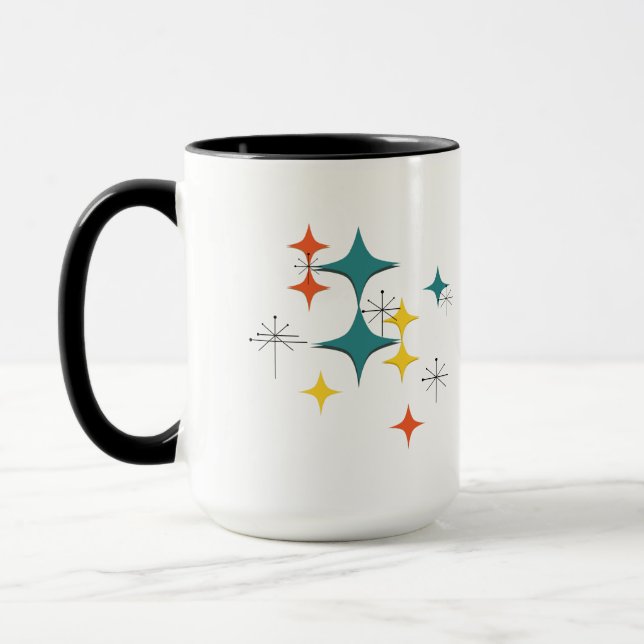 Mid Century Modern Eames Atomic Era Starbursts  Mug (Left)