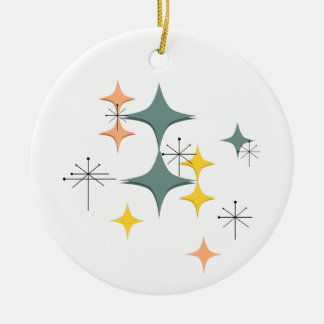 Mid Century Modern Eames Atomic Starbursts Ceramic Tree Decoration
