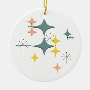 Mid Century Modern Eames Atomic Starbursts Custom Ceramic Tree Decoration