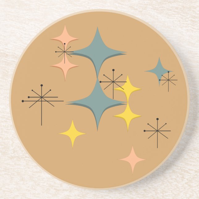 Mid Century Modern Eames Atomic Starbursts Custom Coaster (Front)
