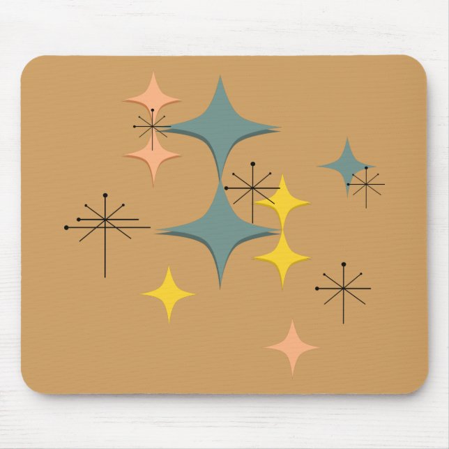 Mid Century Modern Eames Atomic Starbursts Custom Mouse Mat (Front)