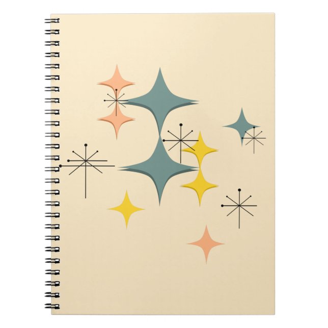 Mid Century Modern Eames Atomic Starbursts Custom Notebook (Front)