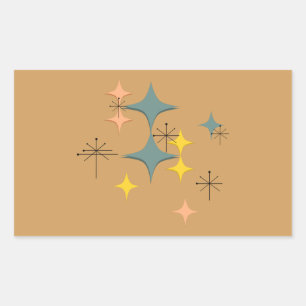 Mid Century Modern Eames Atomic Starbursts Custom Rectangular Sticker