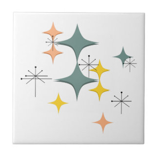 Mid Century Modern Eames Atomic Starbursts Pattern Tile