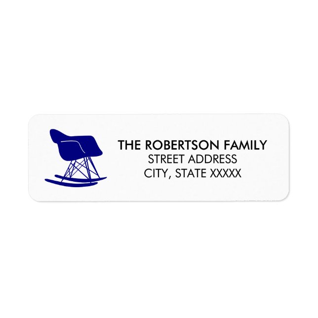 Mid Century Modern Eames Chair Address Labels Navy (Front)
