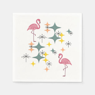 Mid Century Modern Eames Era Starburst Flamingos 1 Napkin