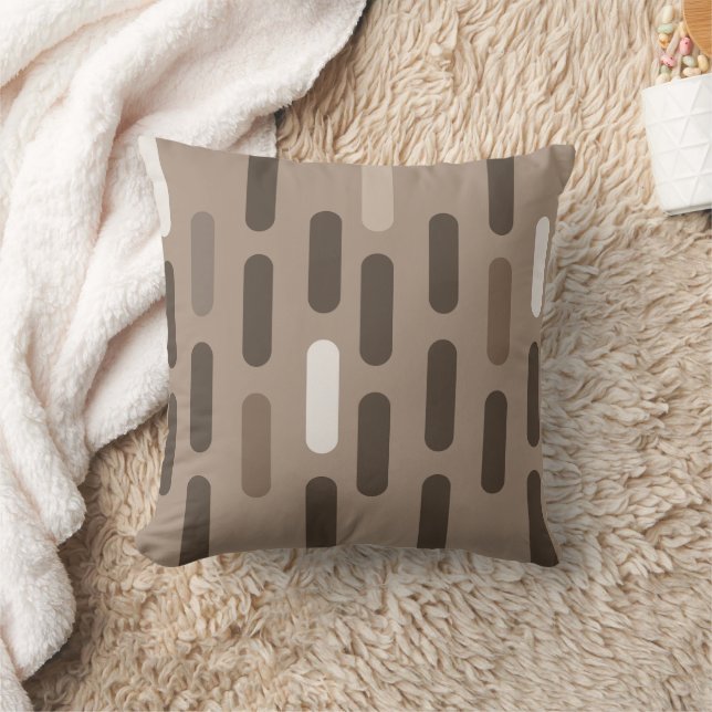 Mid-Century Modern Earthy Brown Capsule Geometric Cushion (Blanket)