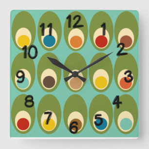 Mid-Century Modern Eggs Square Wall Clock