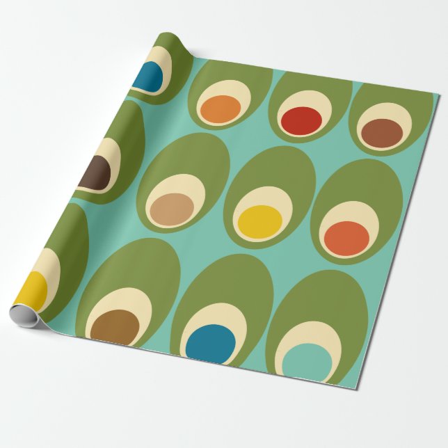 Mid-Century Modern Eggs Wrapping Paper (Unrolled)