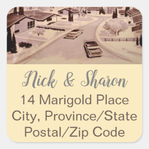 Mid-century Modern Envelope Seal Address Labels