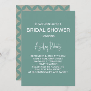 Mid-Century Modern Faded Turquoise Bridal Shower Invitation