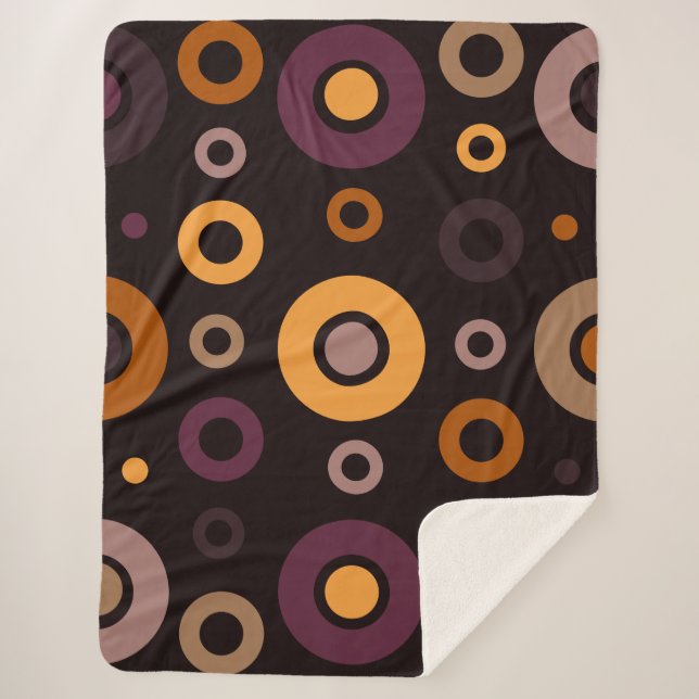 Mid-Century Modern Fall Geometric  Sherpa Blanket (Front)