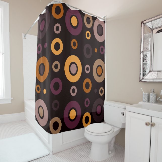 Mid-Century Modern Fall Geometric  Shower Curtain (In Situ)
