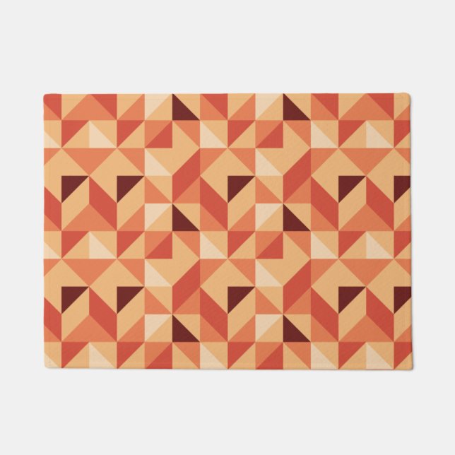 Mid Century Modern Fall Half Square Triangles Patt Doormat (Front)