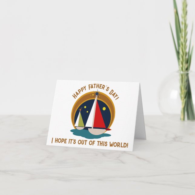 Mid Century Modern Father’s Day Retro Sailboats Card (Front)