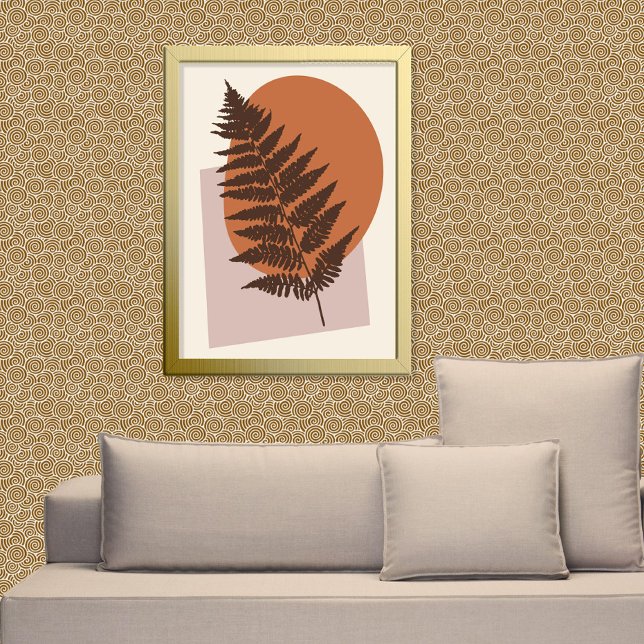Mid-Century Modern Fern Silhouette Brown and Beige Poster (Creator Uploaded)