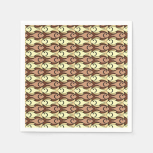 Mid-Century Modern fish, brown and yellow Napkin