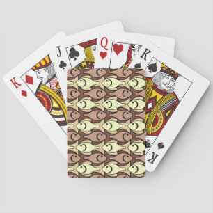 Mid-Century Modern fish, brown and yellow Playing Cards