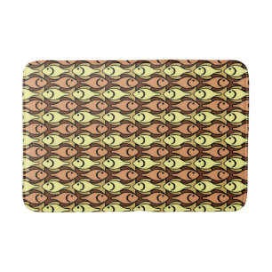 Mid-Century Modern Fish, Brown, Rust and Yellow Bath Mat