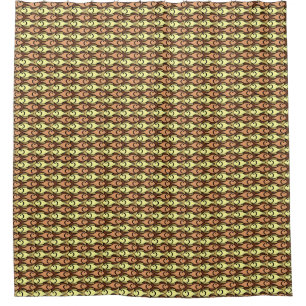 Mid-Century Modern Fish, Brown, Rust and Yellow Shower Curtain