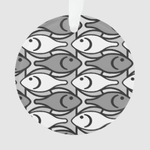 Mid-Century Modern fish, grey, white and black Ornament